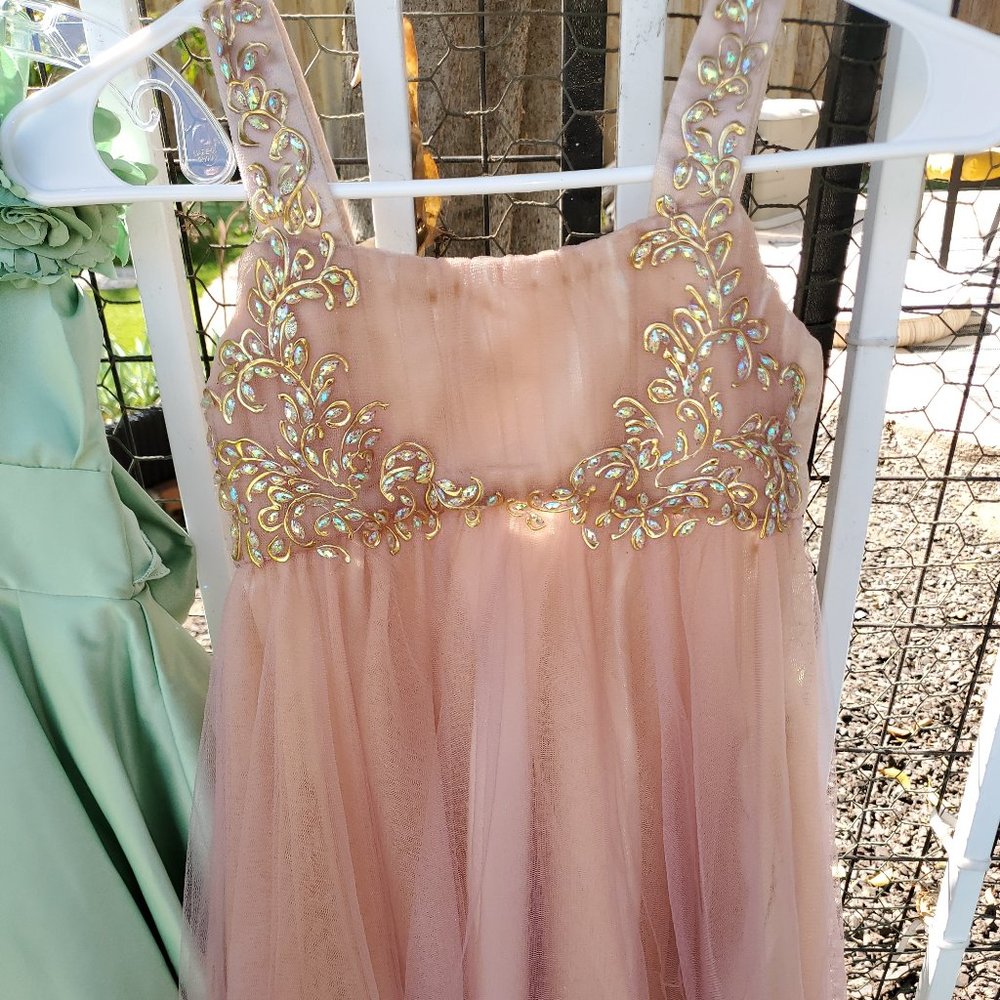 GIRL'S DRESS FANCY ROSE PINK HOLIDAY EVENT COSTUM